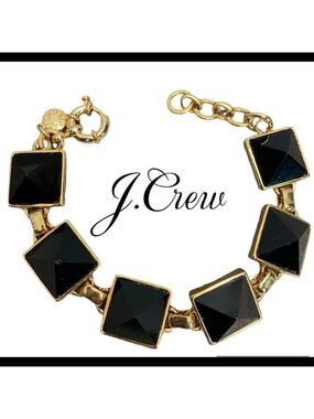 J.crew Black Square Gold-tone trim chain link bracelet